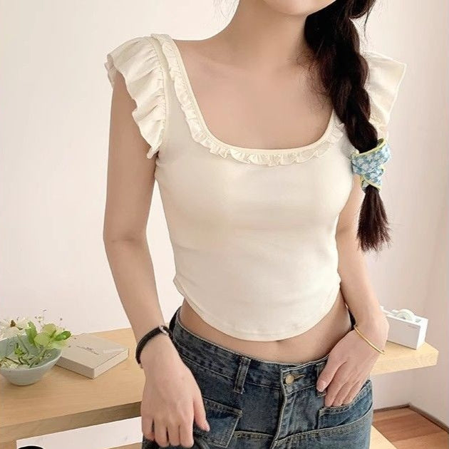 Women's Square Neck Sexy Back Hem Top