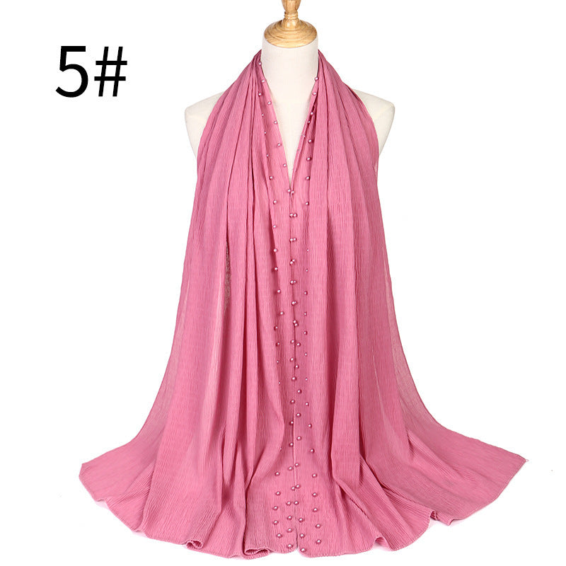 Monochrome pleated pearl chiffon turban