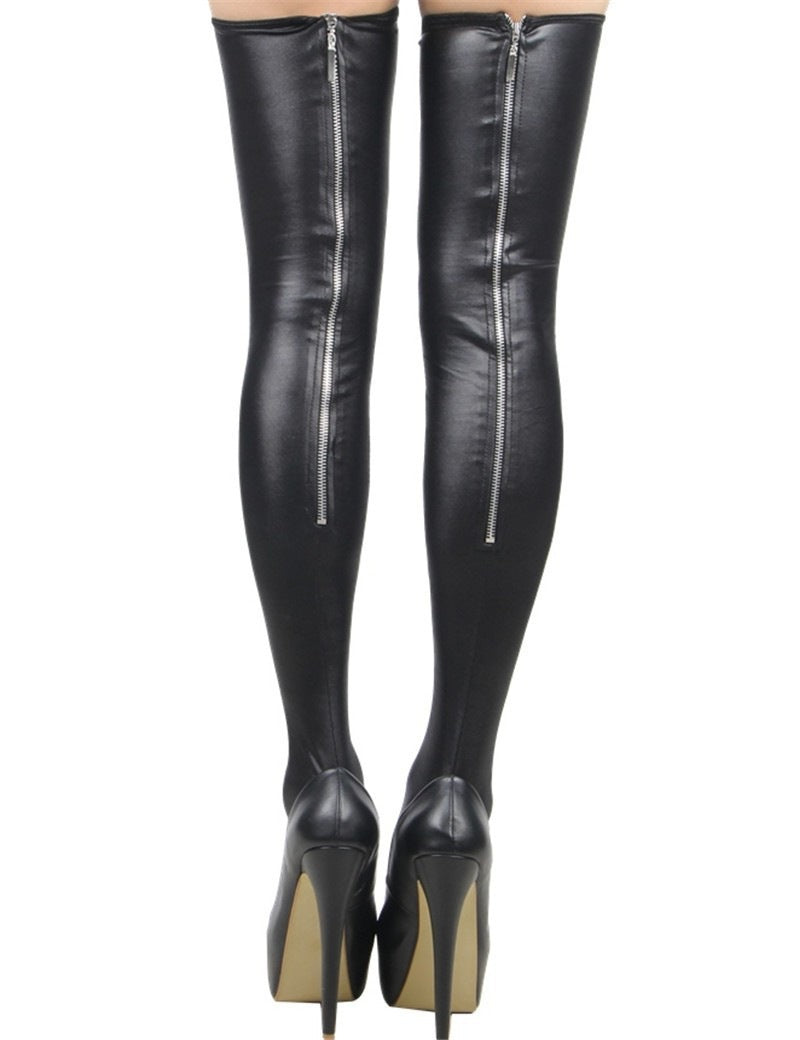 High-top decorative leather socks