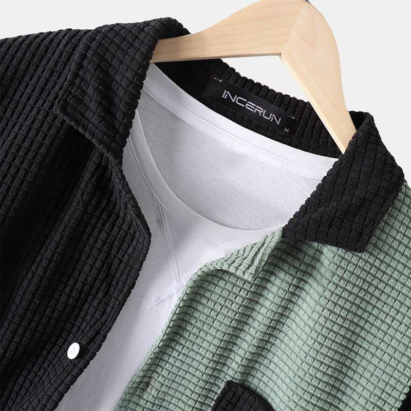 Color Matching Long Sleeve Shirt Casual Loose Top Coat