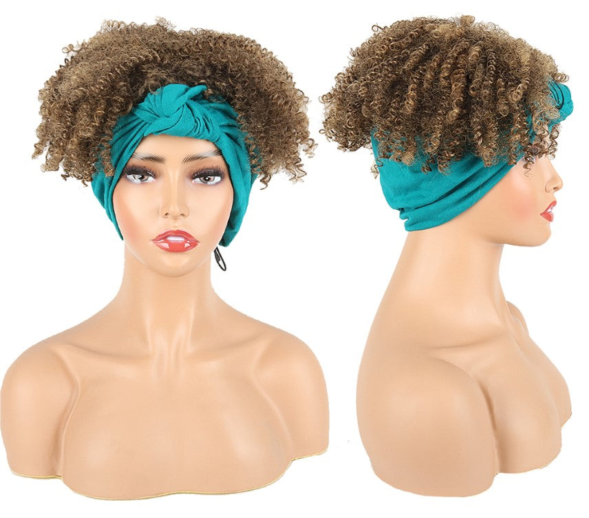 Fluffy short curly hair scarf