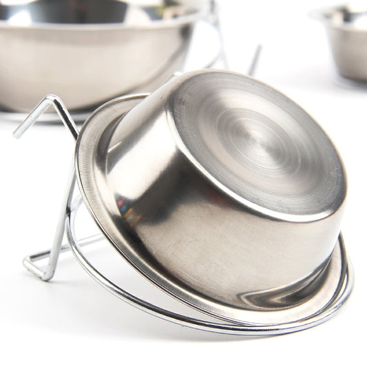 Hanging stainless steel dog food bowl