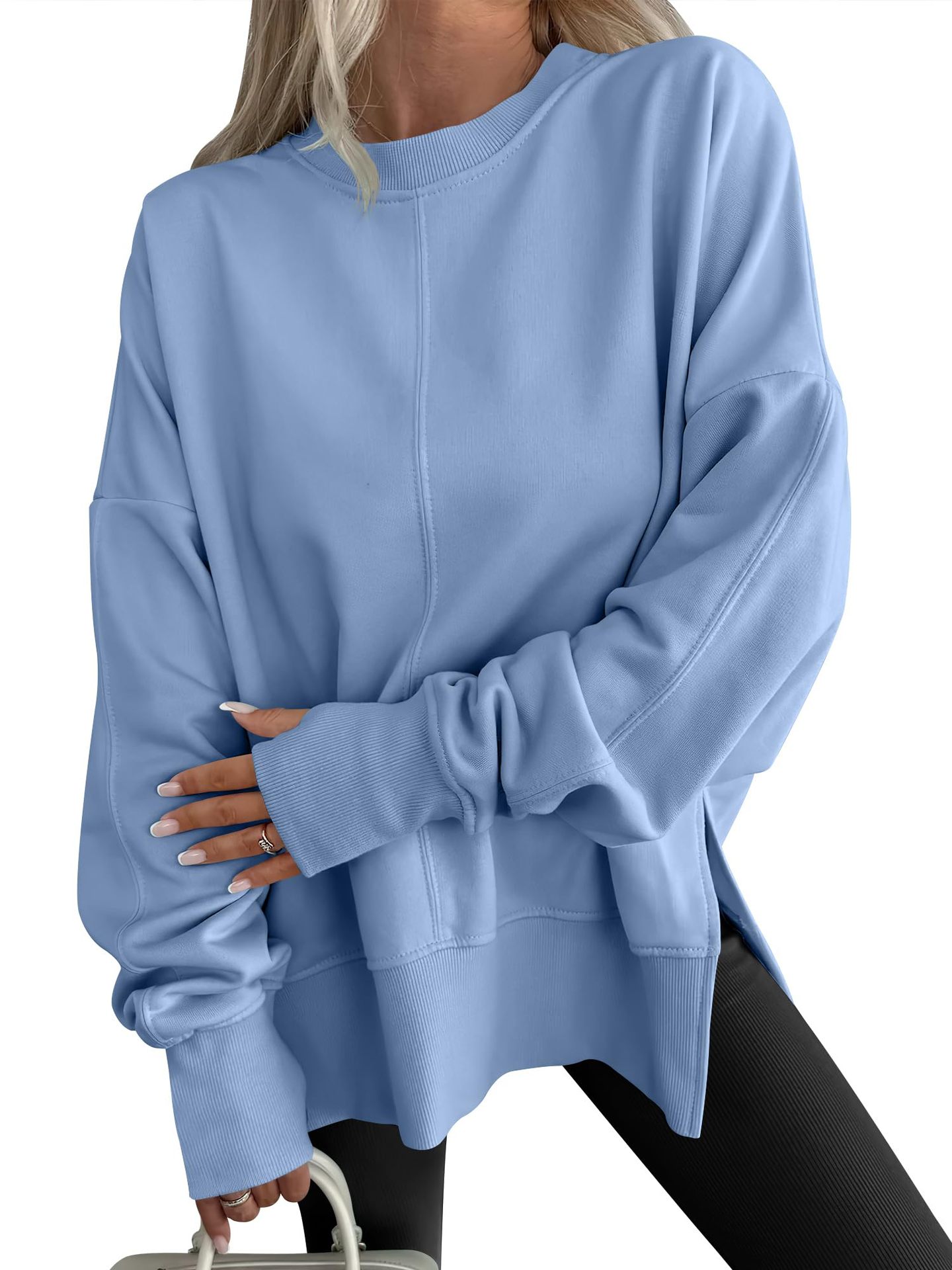Moderne afslappet rundhalset pullover løs sport langærmet sweater