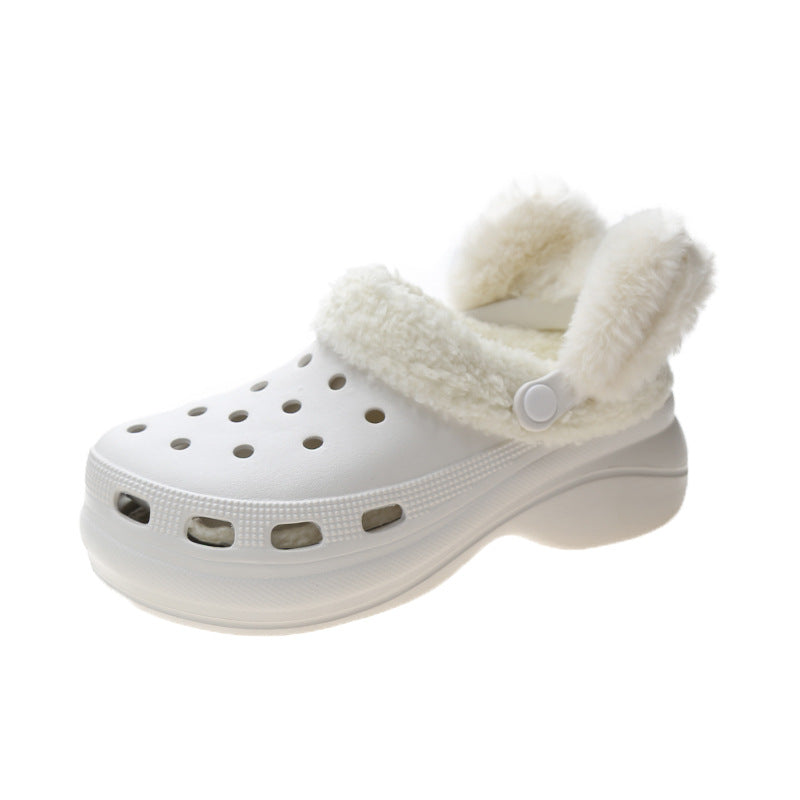 Plush Thick Soled Baotou Sponge Cake Two Wear Cotton Slippers