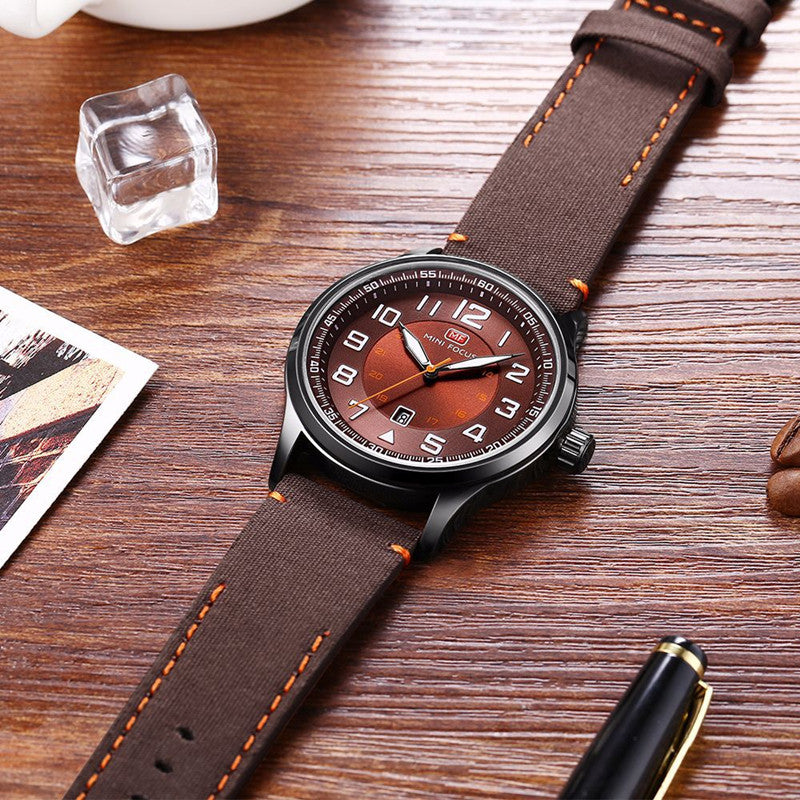 Japanese Movement Calendar Luminous Waterproof Leather Watch
