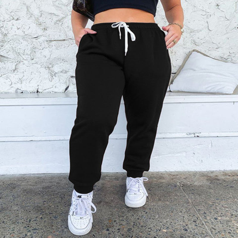 Women's thick elastic casual sports trousers