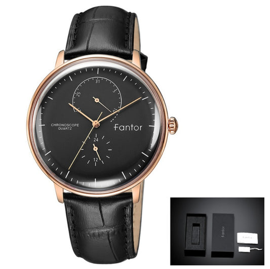 Waterproof super thin men's simple leather watch