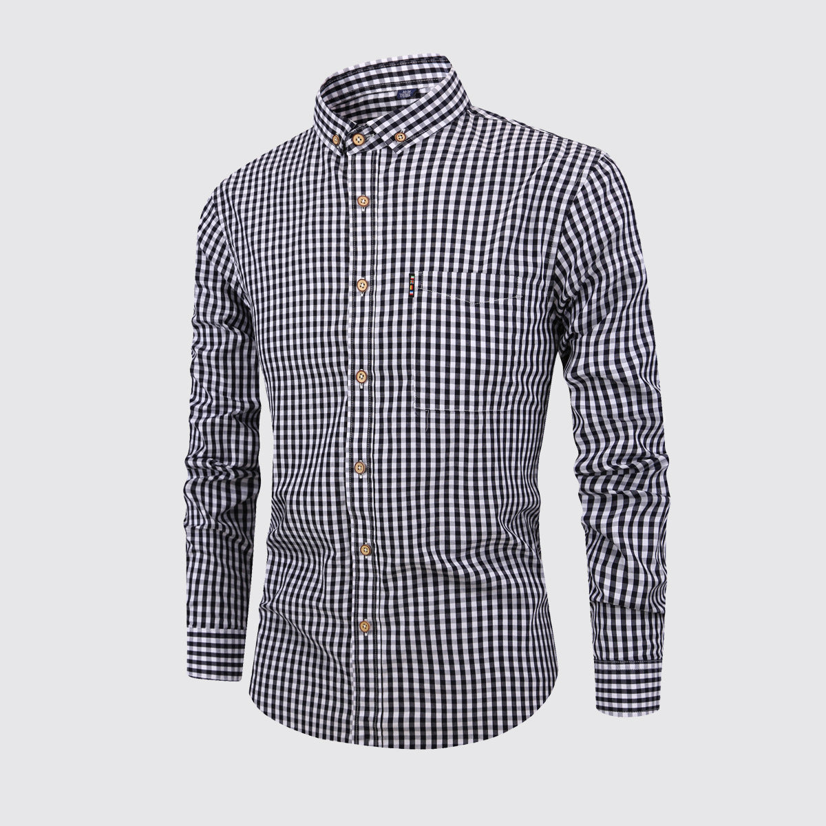 Men's Shirt Breathable Cotton Long Sleeve Plaid Shirt