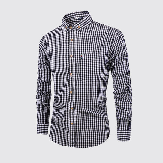 Men's Shirt Breathable Cotton Long Sleeve Plaid Shirt