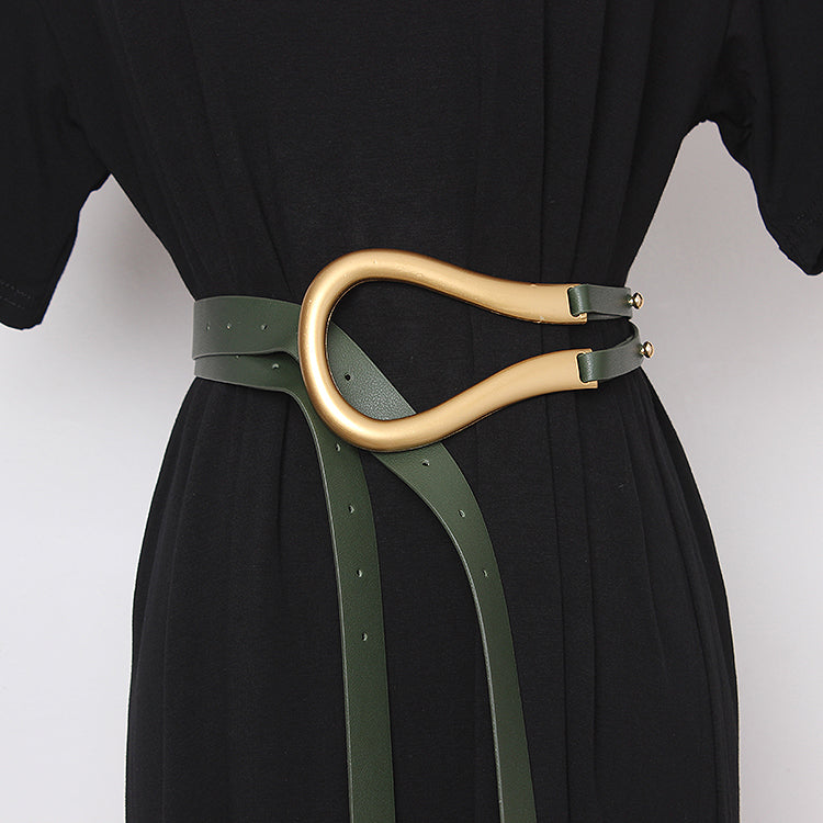 Metal curved large horseshoe buckle belt