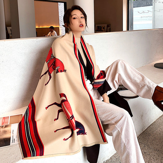 Fashion embroidered warm scarf