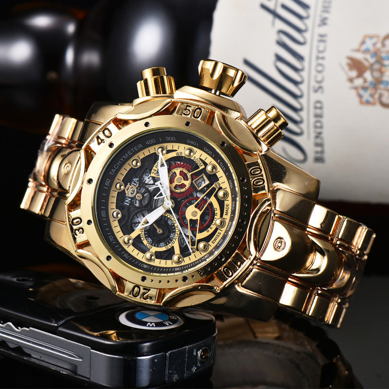 Quartz Watch With Hollow Dial Steel Band