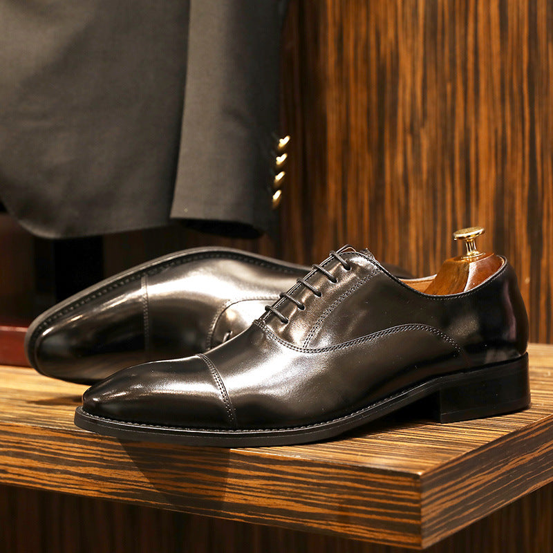 New style leather shoes men's classic three-joint men's shoes laces