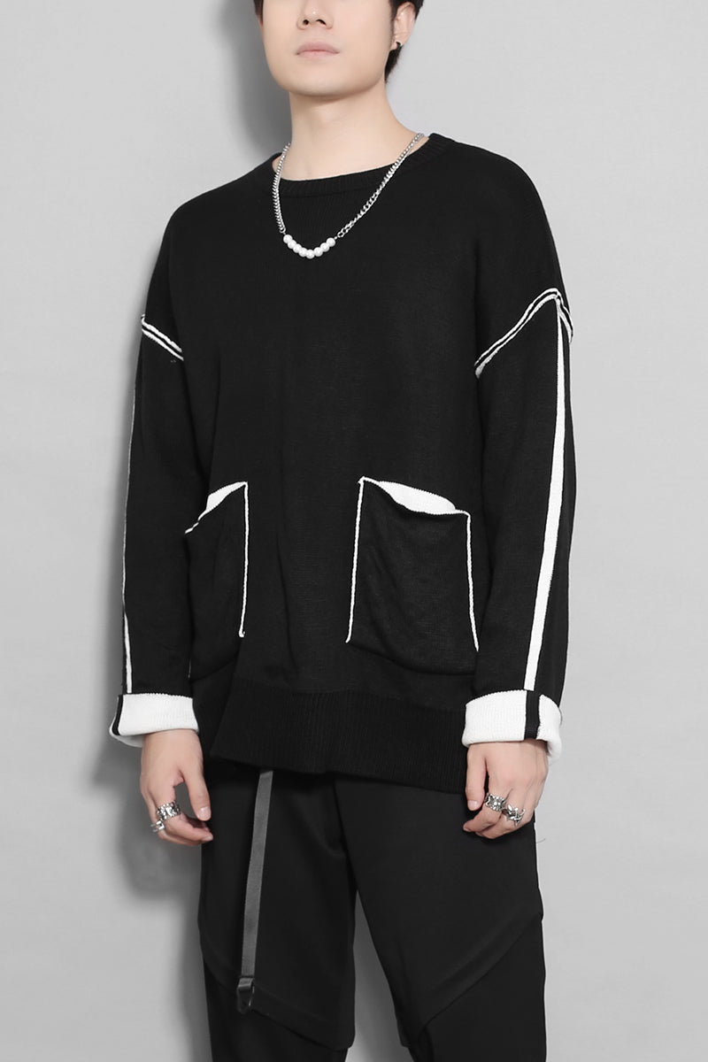 Three-dimensional Pocket Stitching Sweater Men's Tide