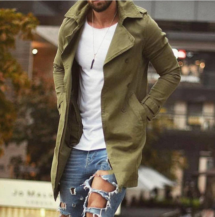 Mid-length slim-fit plus size trench coat