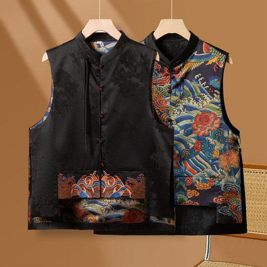 Chinese Retro Ethnic Style Double-sided Embroidered Vest