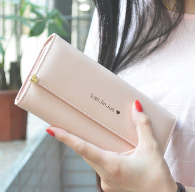 Tri-fold women's long wallet