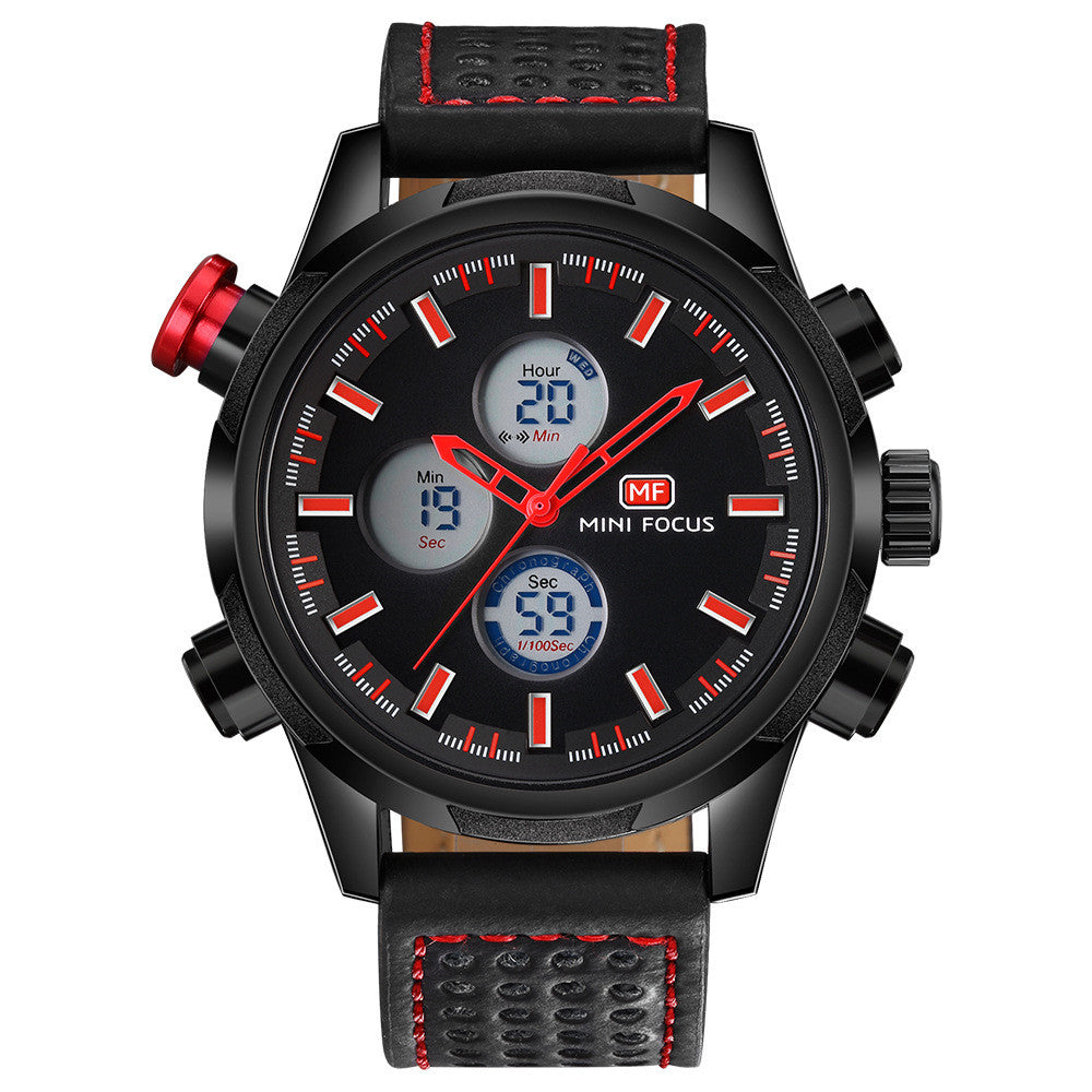 Double display luminous waterproof leather strap