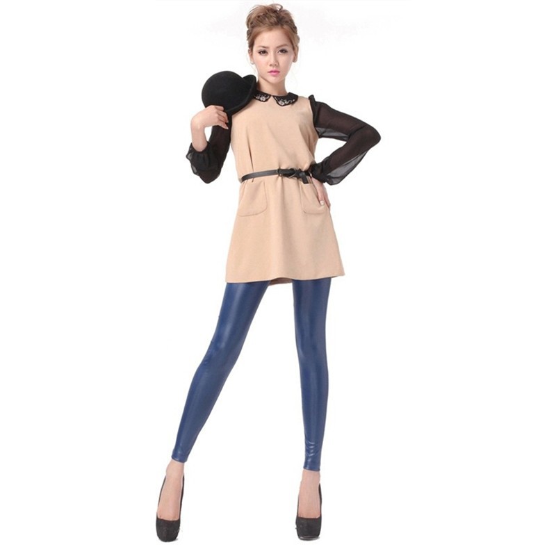 Faux leather slim pants