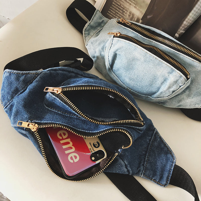 Old Washed Denim Chest Bag Women's Messenger