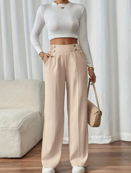 Draping Mop Casual Pants High Waist