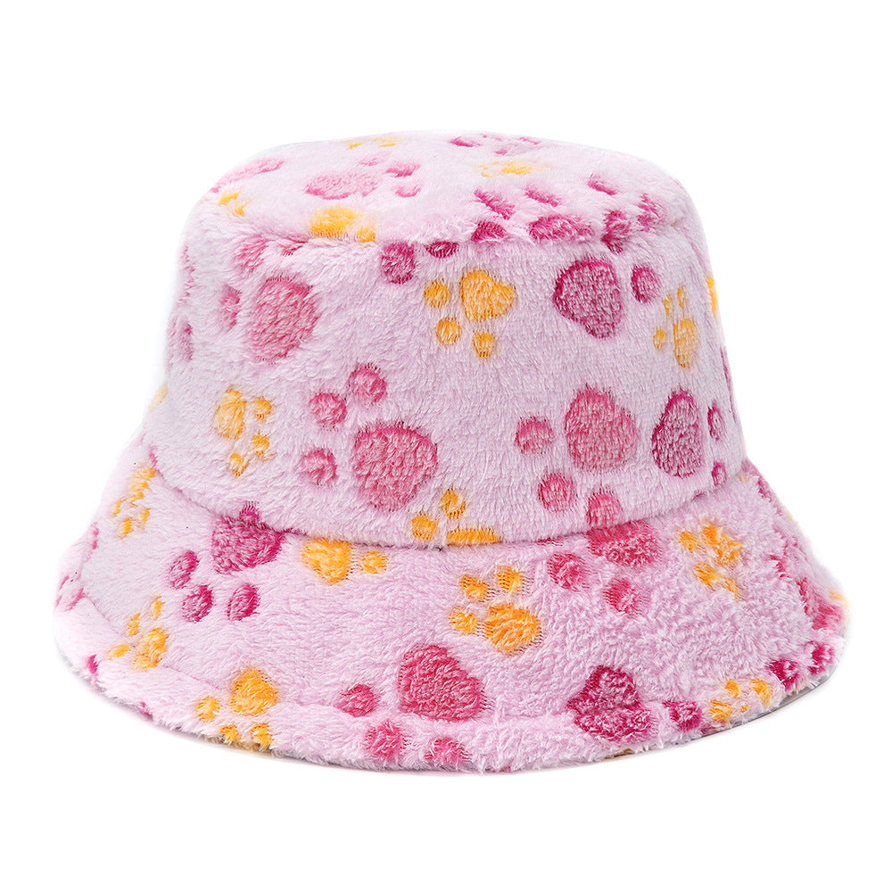 Women's Plush Cartoon Jacquard Bucket Hat