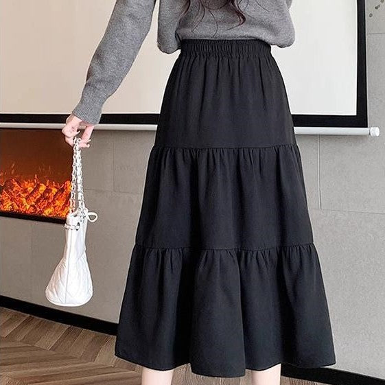 Women's High Waisted Versatile A-line Skirt With Large Hem