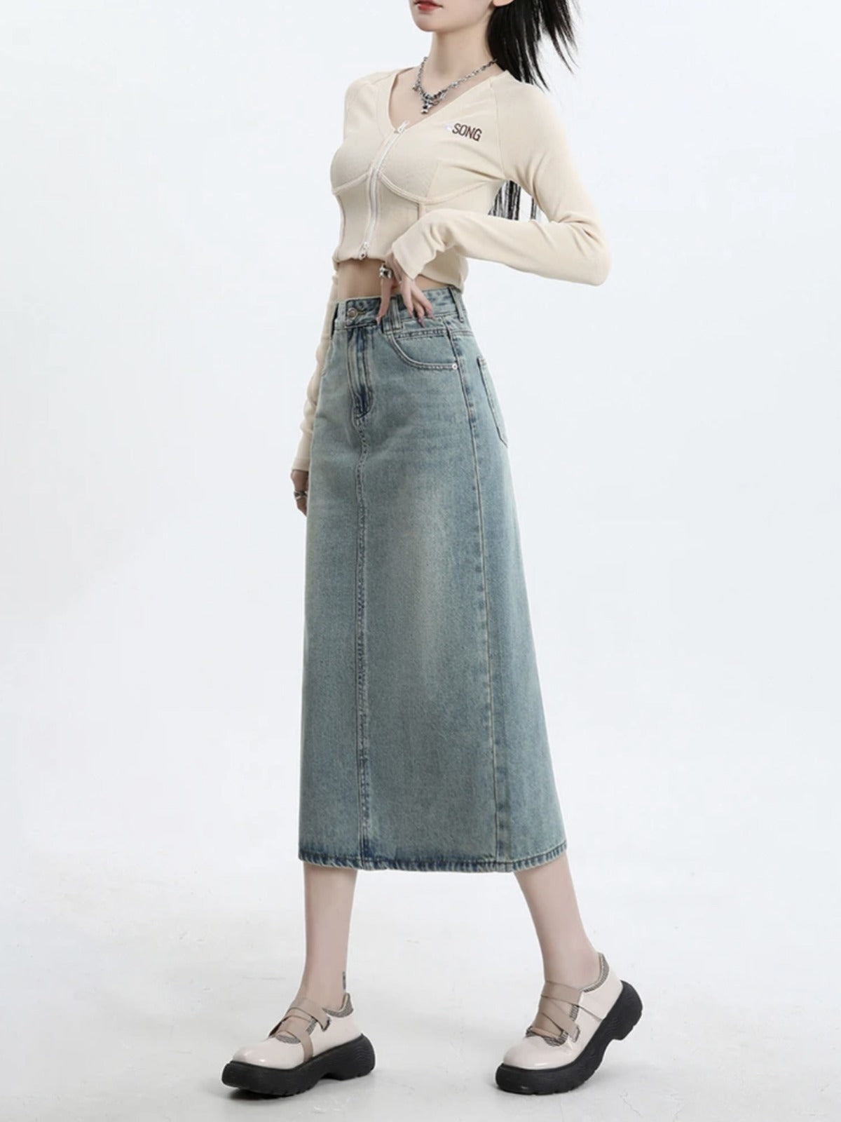 Dame Mode Personlig Denim Nederdel