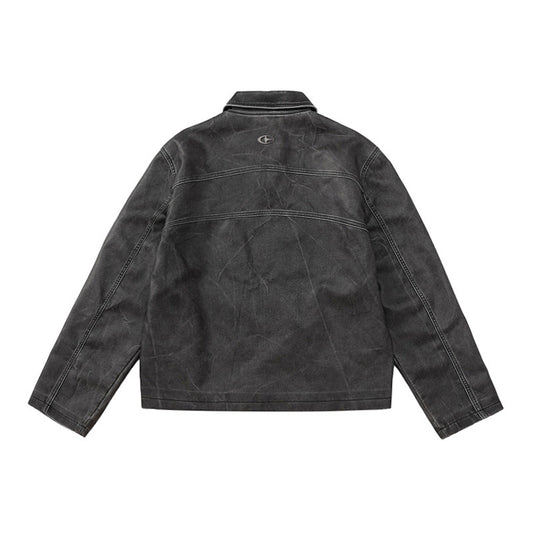 Same Style Maychao Special-interest Design Distressed Wash Leather Jacket Coat