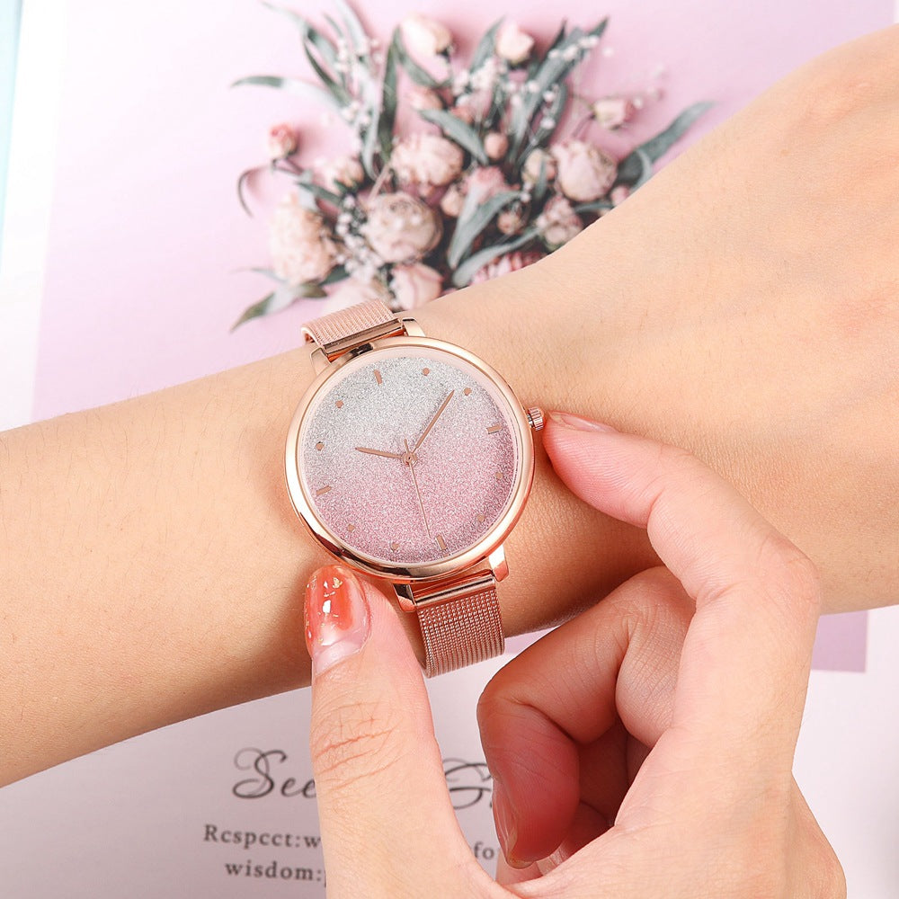 Rose gold thin strap women's watch