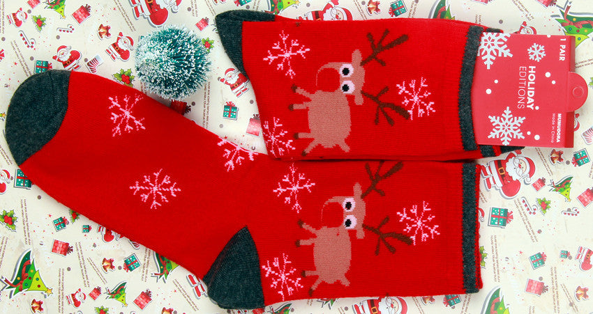 Old man elk snowman cotton women's socks