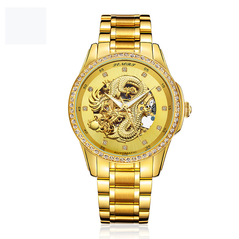 Embossed Golden Dragon Men's Watch