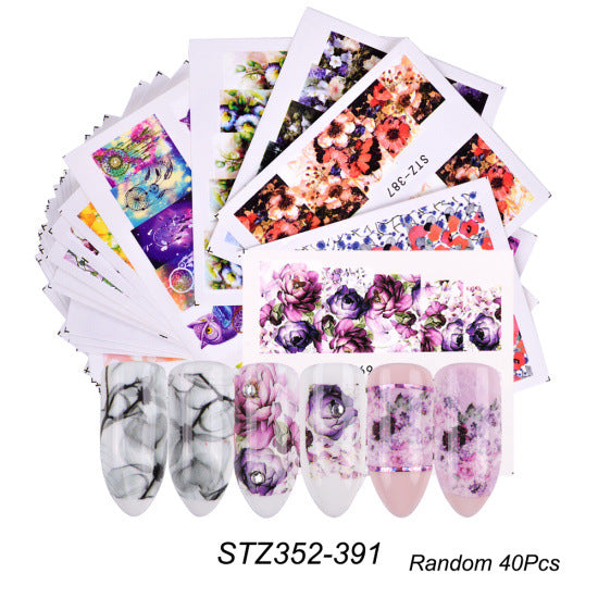 Black And White Lace Flower Nail Art Sticker Set