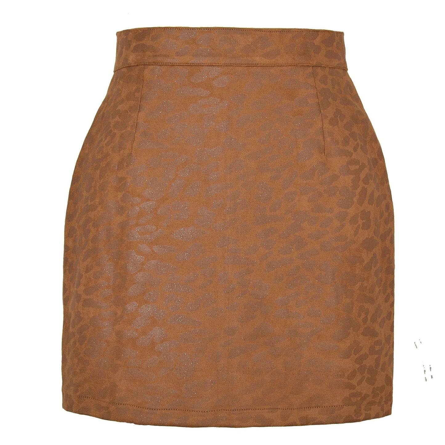 Bronzing Leopard Suede Skirt European And American High Waist Skirt