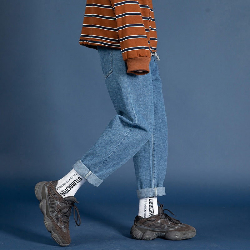 Fat-fit straight trousers