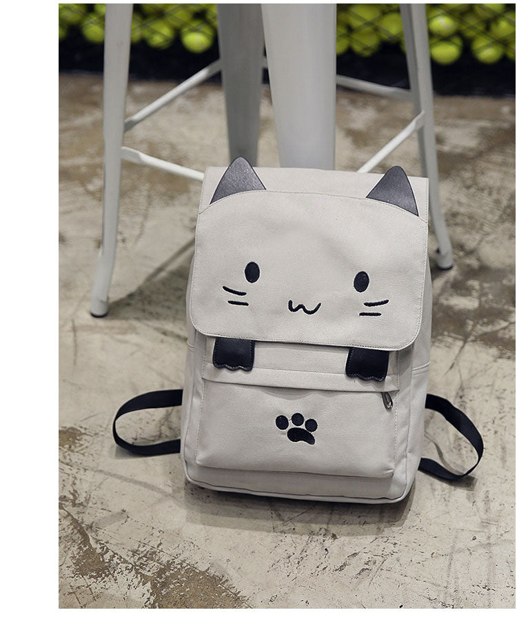 Cute cartoon cat middle school student backpack