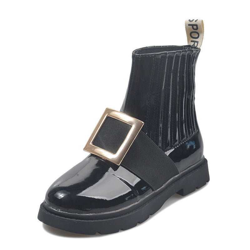 Autumn and Winter Martin Boots RV Rhinestone Square Buckle  Boots