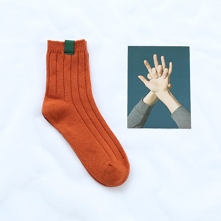 Thick cotton thread double needle pile pile socks