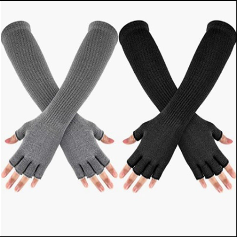 Fashion Elastic Solid Color Cold-proof Warm Half Finger Gloves