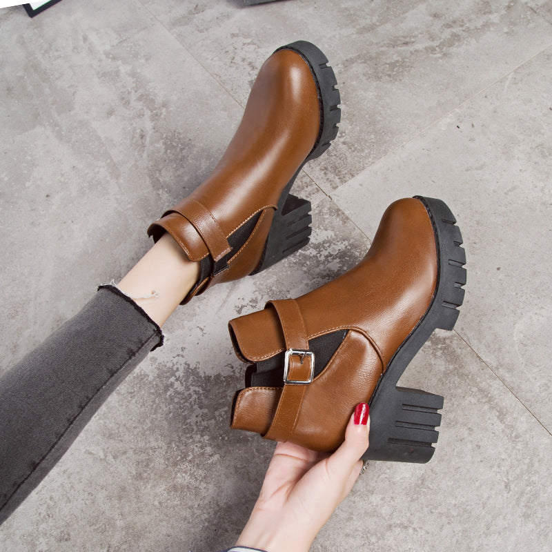 One Boot, Short Tube High Heels British Style