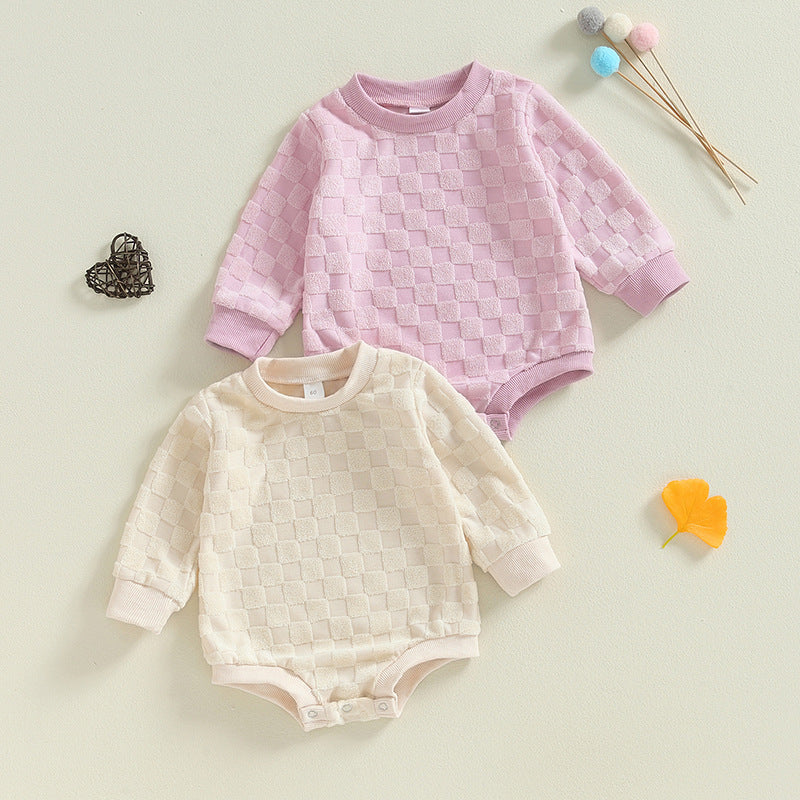 Baby Checkerboard Long Sleeve Butt Wrap Clothes