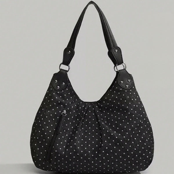 Commuter Casual Retro Polka-Dot Canvas Shoulder Bag