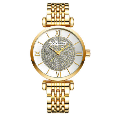 Fashion Trend Full Diamond Bar Nail Small Cap Watch