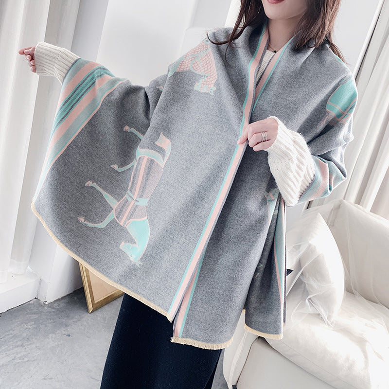 Fashion embroidered warm scarf