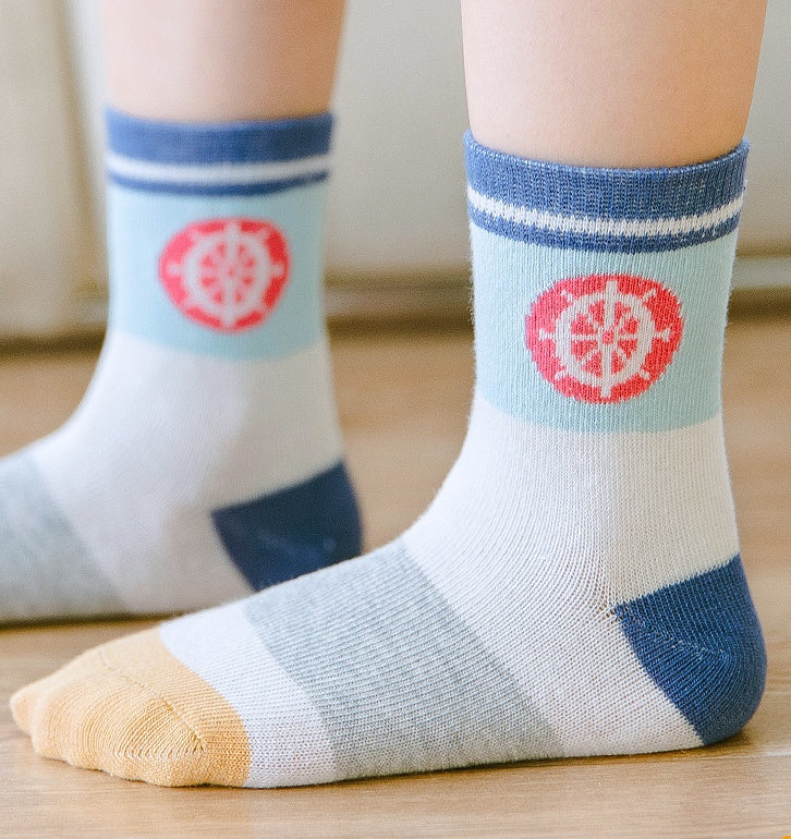 Cartoon Color Matching Sailing Cotton Socks For Boys And Girls