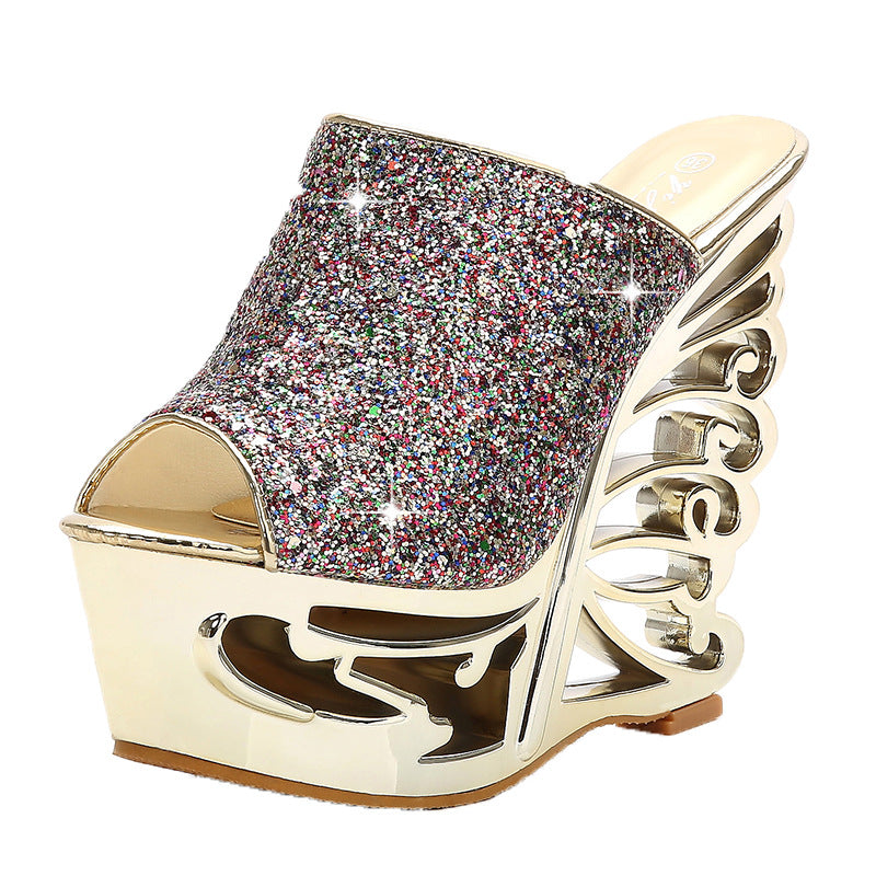 Gold and silver bridal shoes