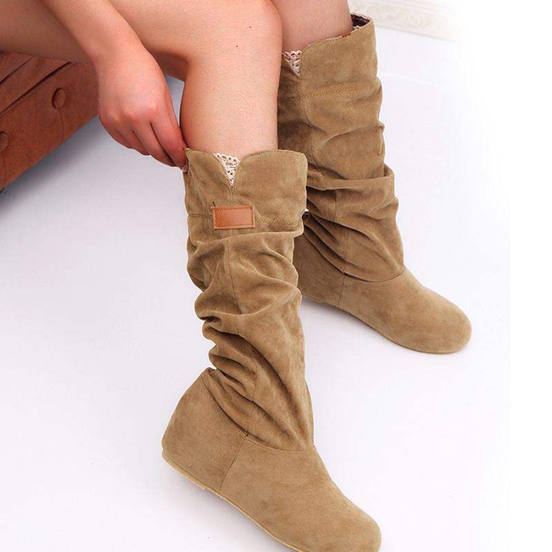 New Large Size Long Tube Plus Velvet Lace Trim Lining Knight Boots