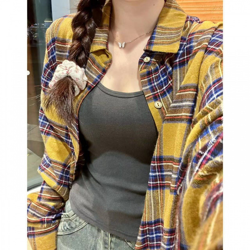 Female Dopamine Tender Plaid Shirt Coat