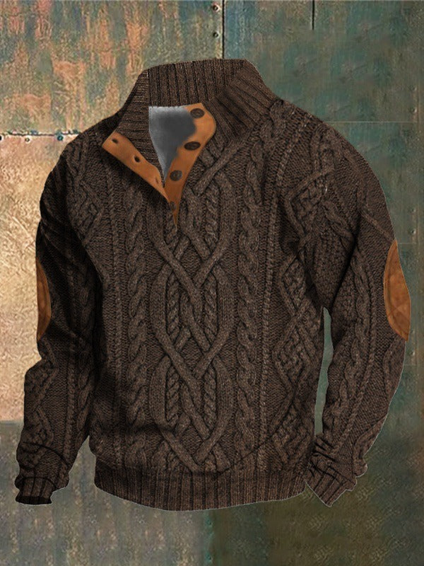 Knitwear Lapel Long Sleeve Twisted Sweater Men's Clothing