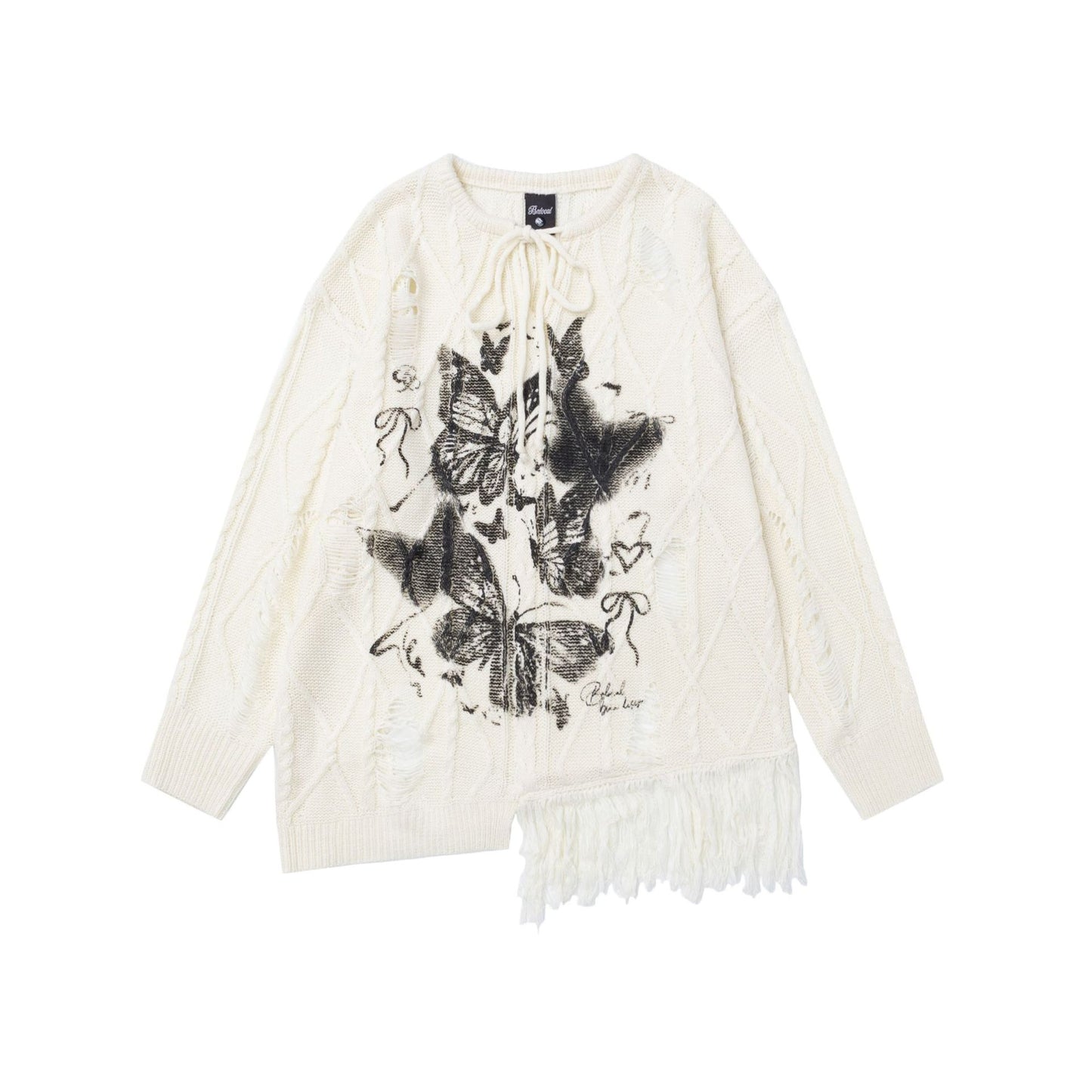 Retro Hot Girl Ripped Design Knitted Pullover Sweater